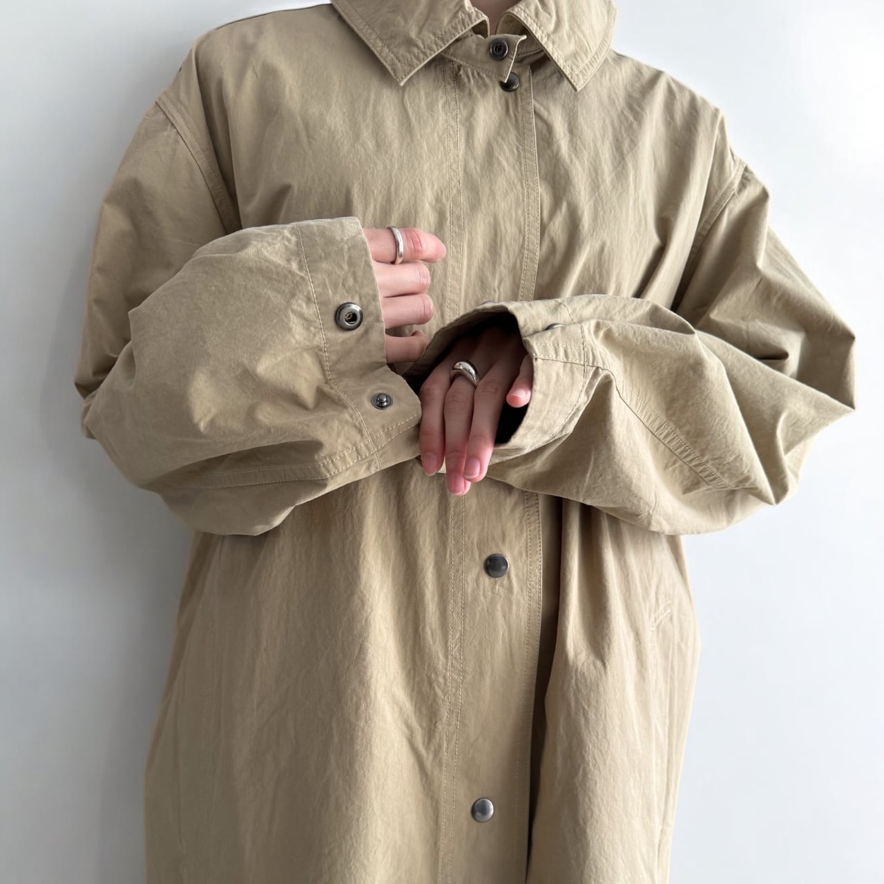 サイドベンツオーバーサイズコットンロングコート | 9 srus pic