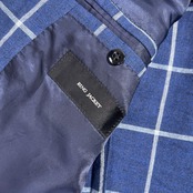 シルク リネン混 RING JACKET リングジャケット  チェック ベンツ 段返3B 背抜き テーラードジャケット サイズ 50 /ネイビー系 メンズ