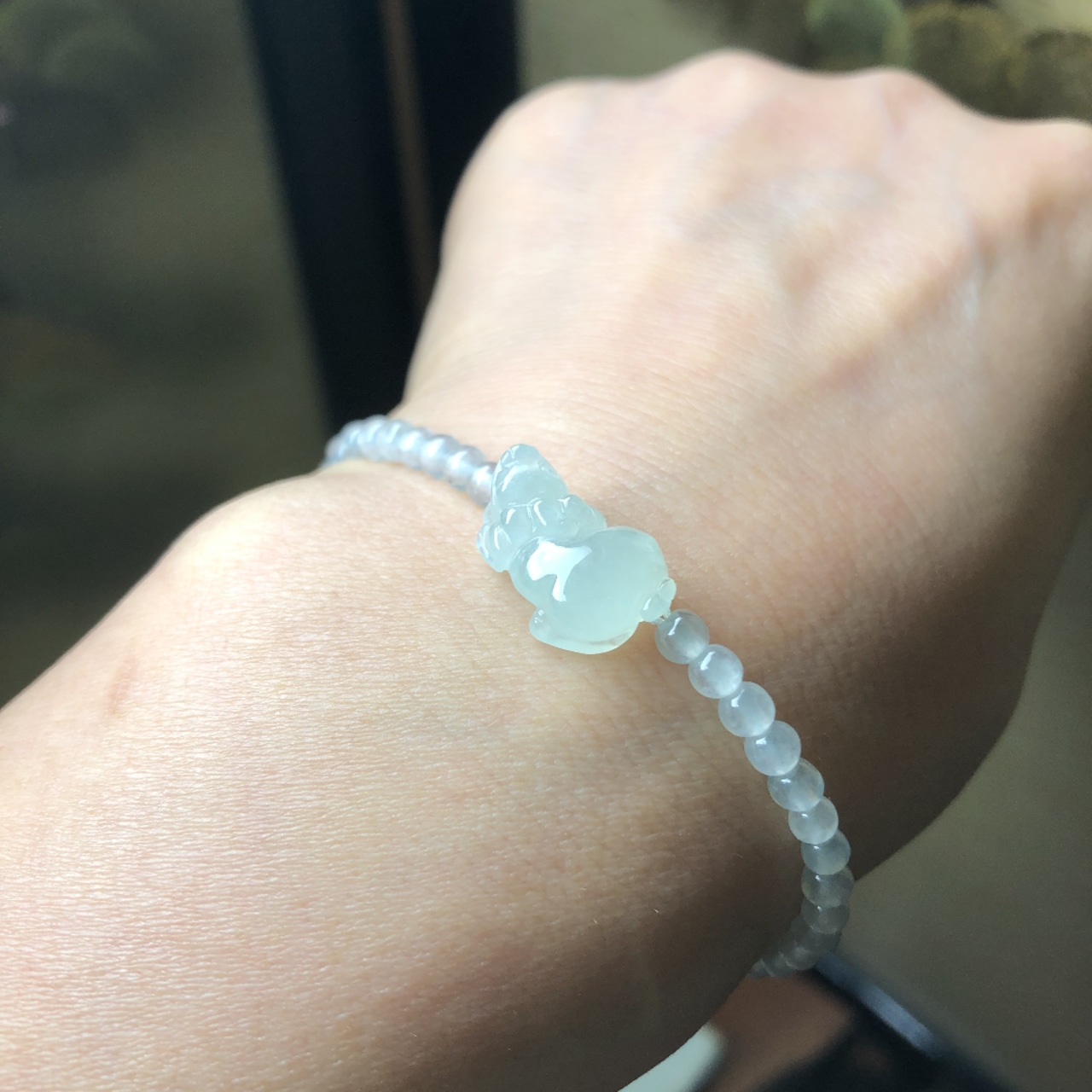 本翡翠　氷陽緑貔貅k18ブレスレット 本翡翠 氷陽緑貔貅k18ブレスレット 本翡翠 氷陽緑貔貅k18