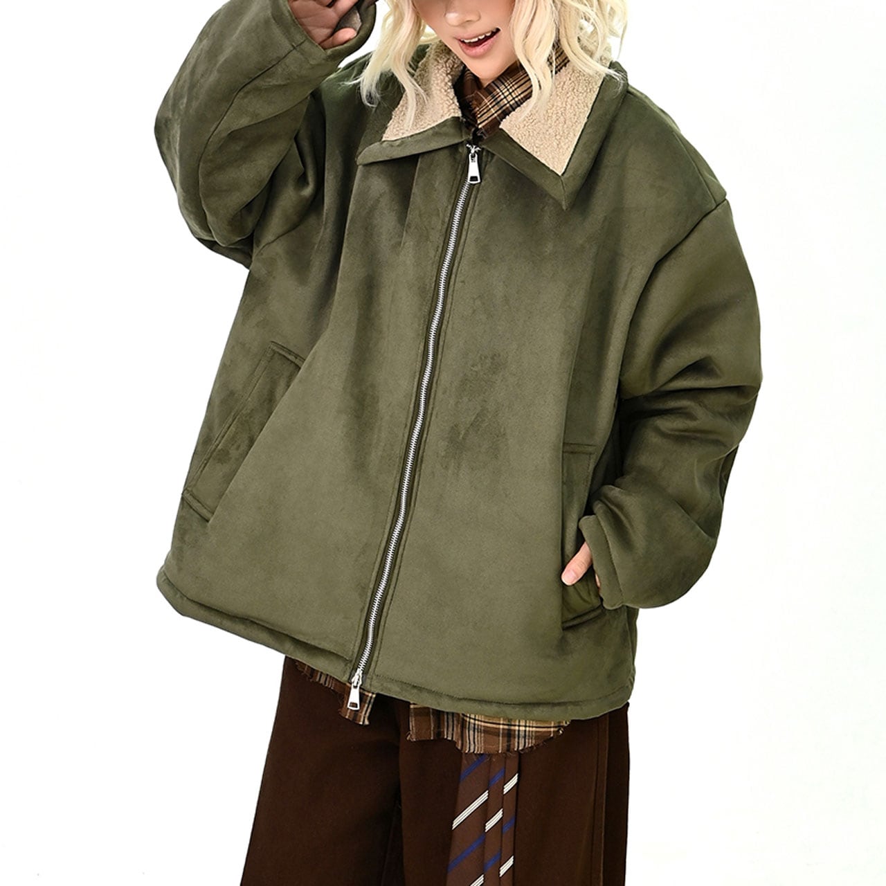 ボアライニングフェイクスエードジャケット 2col R01177