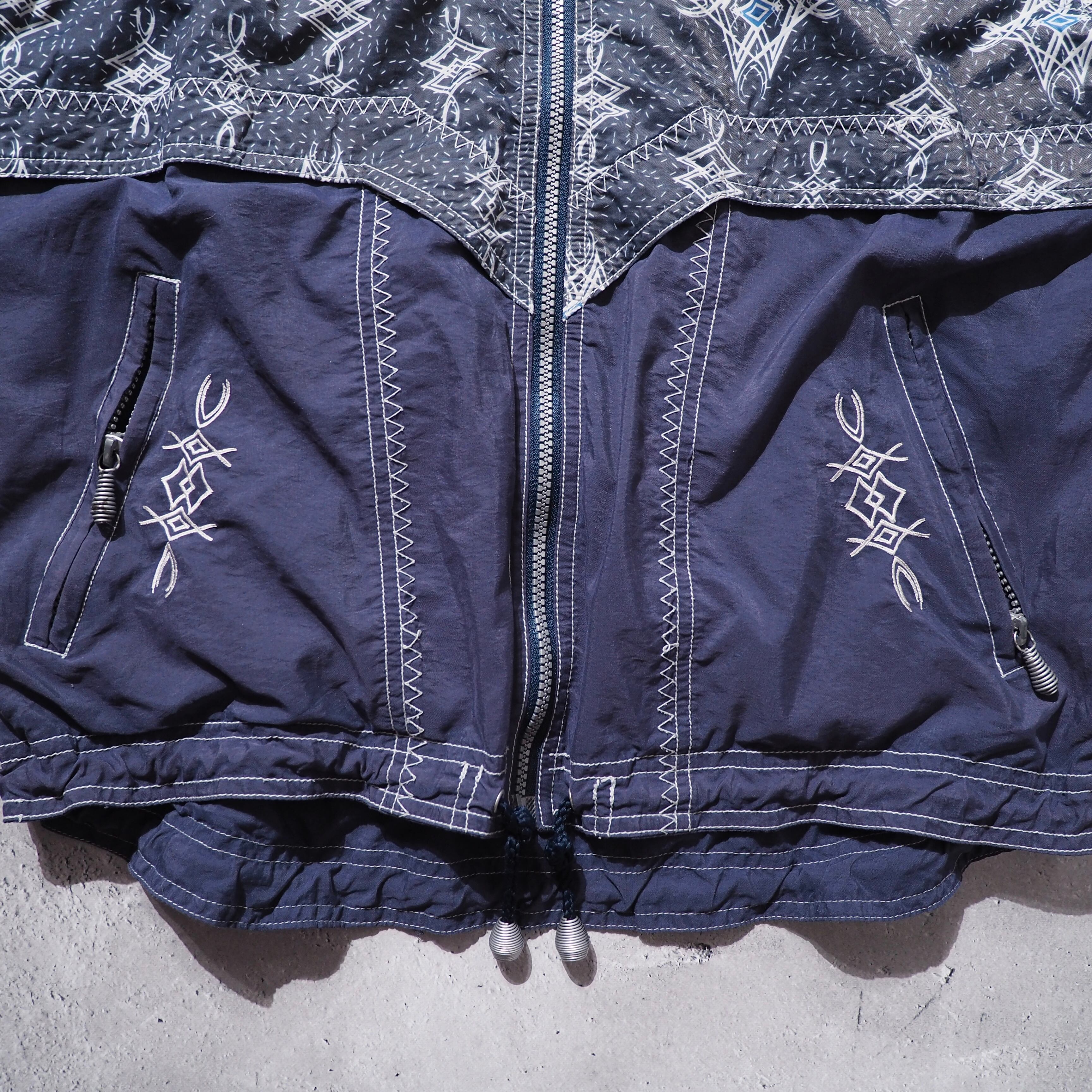 Tribal contemporary art design vintage high neck nylon vest