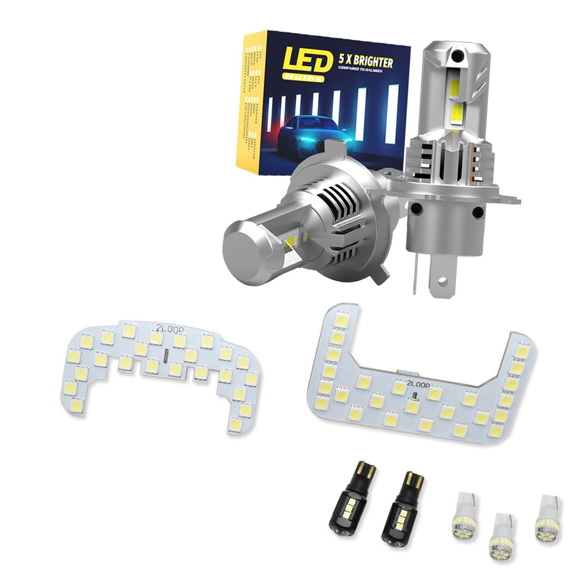 2LOOP(ツーループ) LED化 エブリィ DA17V DA64V 系 ハイルーフ車専用 LEDルームランプ ヘッドライト バックランプ ナンバー灯 ポジション灯 カスタム パーツ セット エブリイバン -純白光※R4.3月登録まで