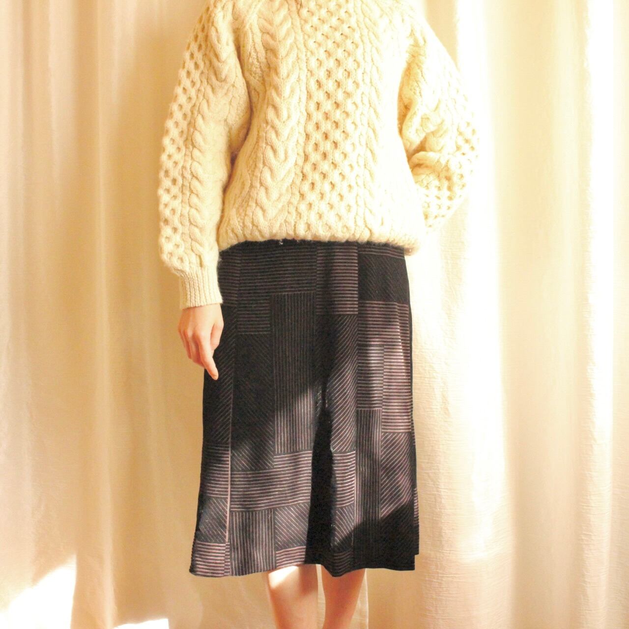 幾何学柄 ベロアストレートスカート 【857】