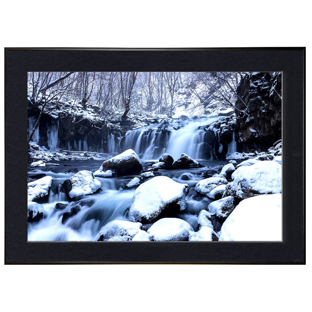 日本写真 長野県 雪の蓼科大滝 インテリアアートポスター額装 AS2046