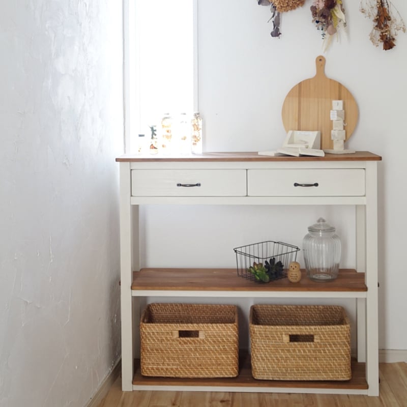 新改良版*【国産 無垢 】コンソールシェルフ / 飾り棚 / 収納棚