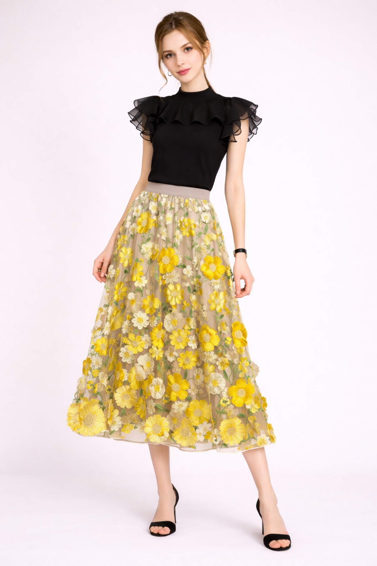 Best Hit  4点セット　ブラッシュ・ペタル　フラワー刺繍スカート　M25177