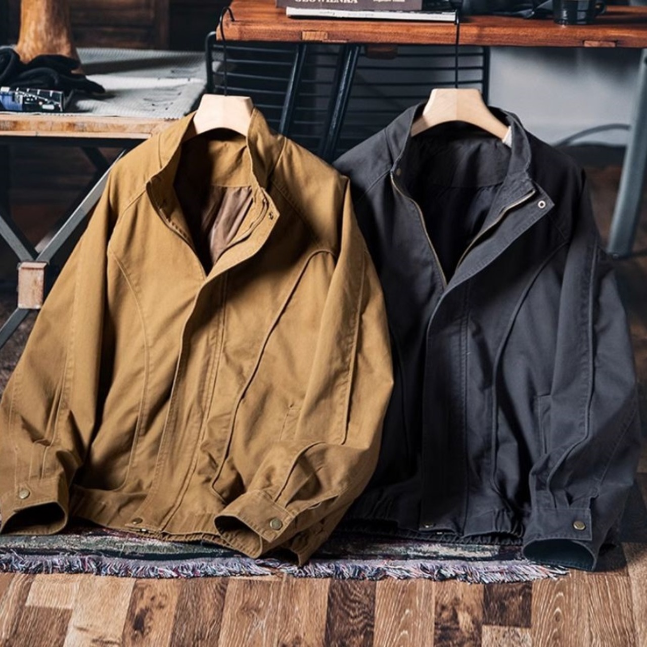 Stand Collar Casual Jacket Full Zip Long Sleeve ◇2color H0212