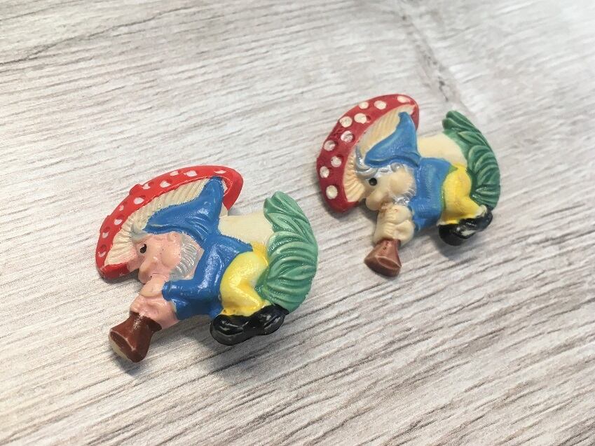 ペアきのことドワーフのブローチ