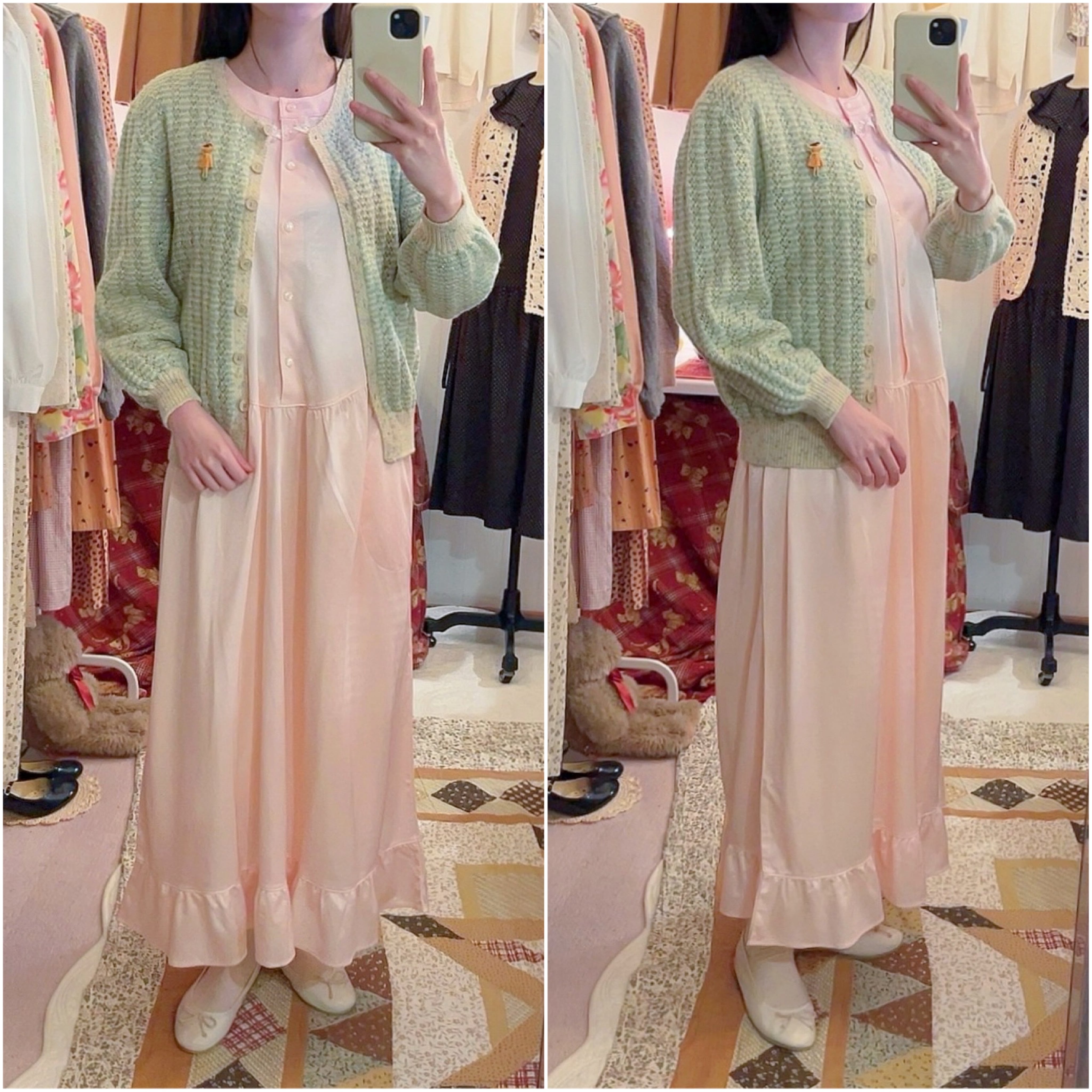 frill lace pink neglige one-piece