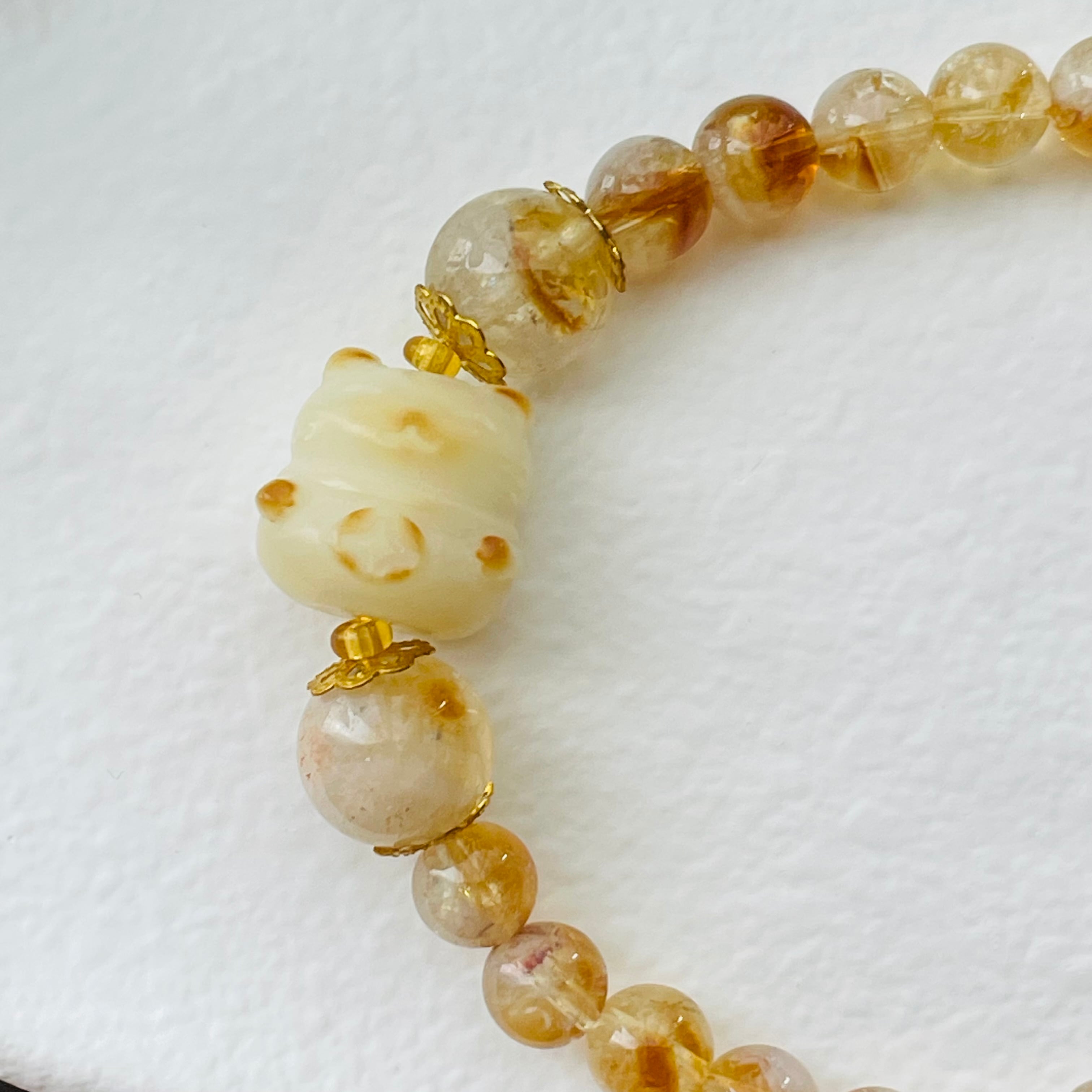 41224-⑰猫×パワーストーン|ブレスレット|財運・貯蓄運| 猫雑貨 猫モチーフ 猫グッズ アクセサリー 天然石 プレゼント ギフト レディース