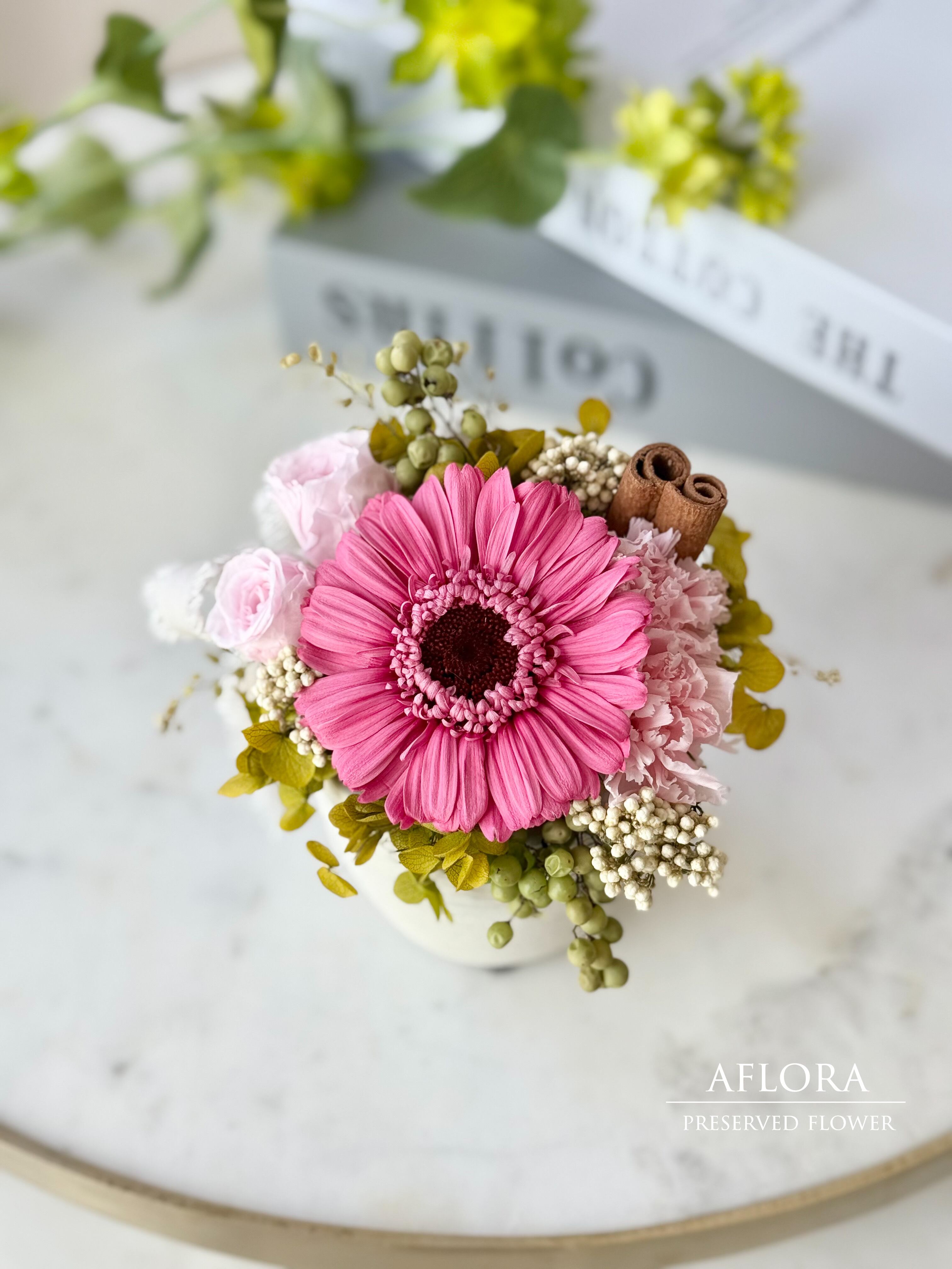 プリザーブドフラワーアレンジメント ガーベラ バラ