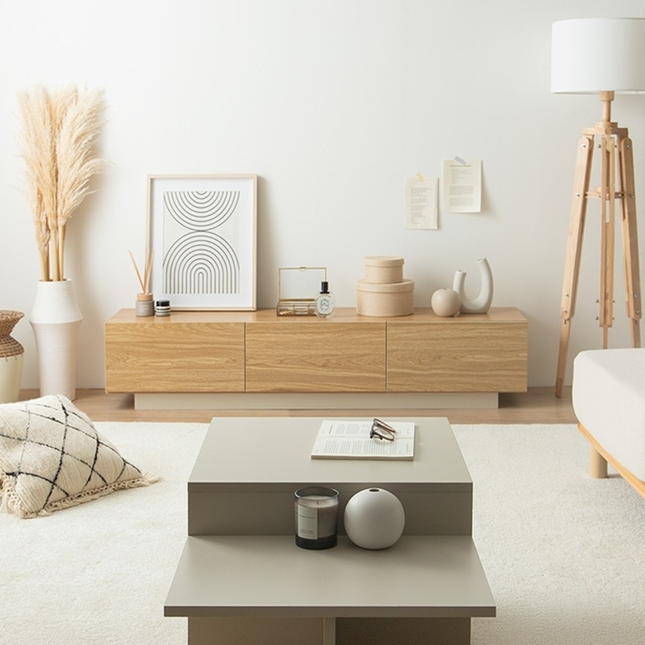 幅150cm 引き出し付きテレビ台 ナチュラル