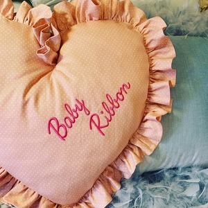 ハートクッション　サーモンピンク (220418)