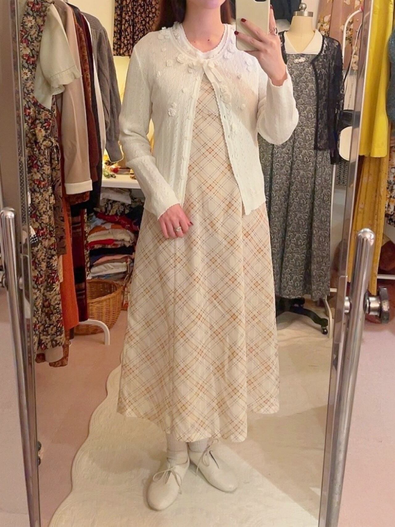 white flower knit ensemble