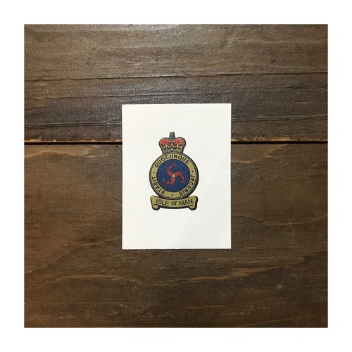 Isle of Man / Isle Of Man Blue & Gold Crown and Scroll Style Sticker. 30mm #176