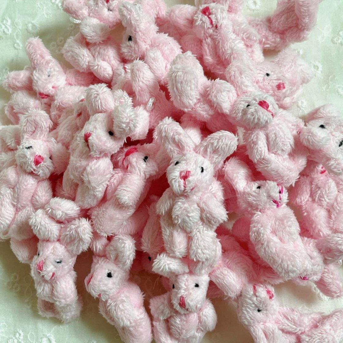 10個セット】もこもこ ミニうさぎ チビうさぎ ミニぬいぐるみ 薄ピンク