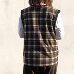 【オーバーサイズ】レトロ感のあるトップス ボリュームチェックベスト｜ブラウンチェック｜サムネイル6