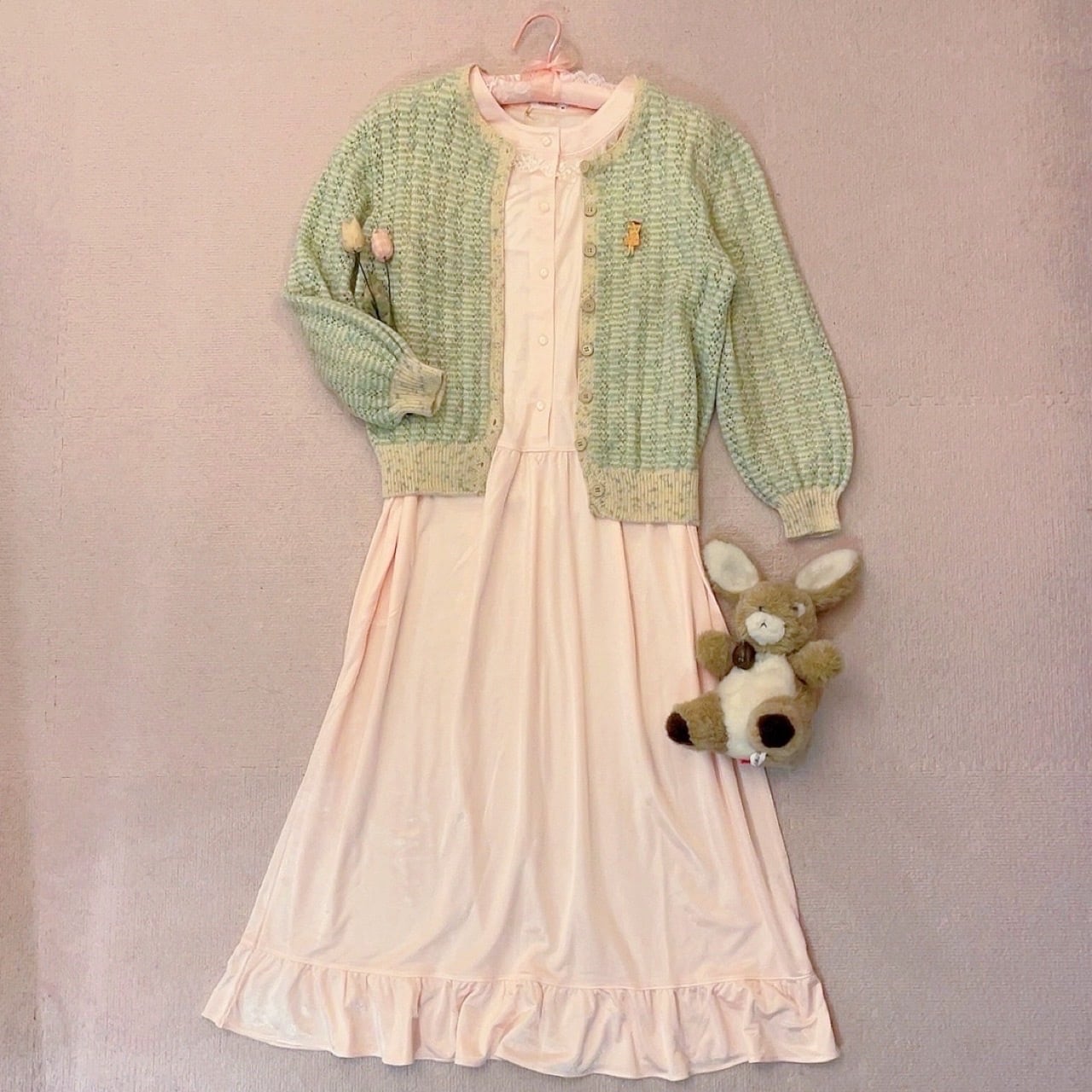 light green lame knit cardigan