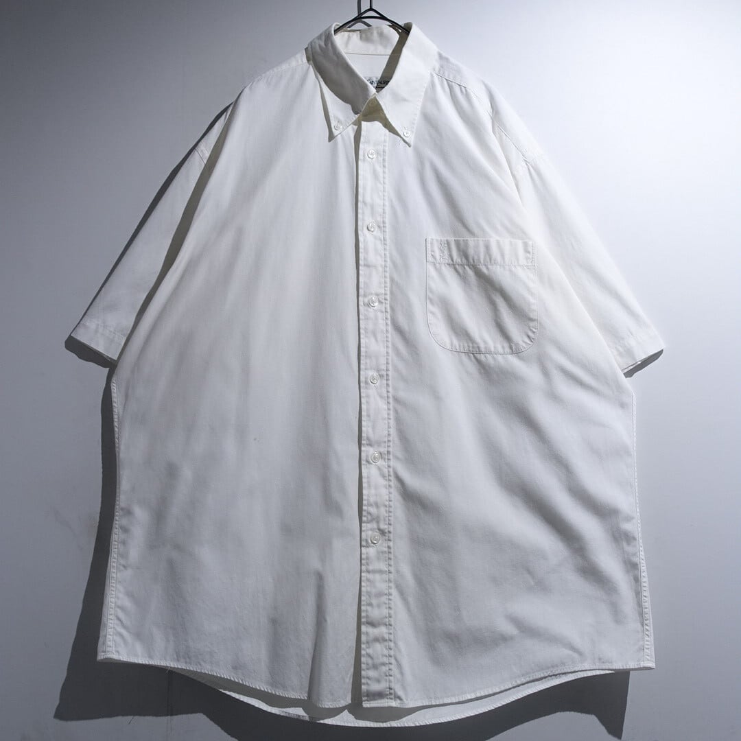 90s "Yves Saint Laurent" White Logo Embroidery BD S/S Shirt