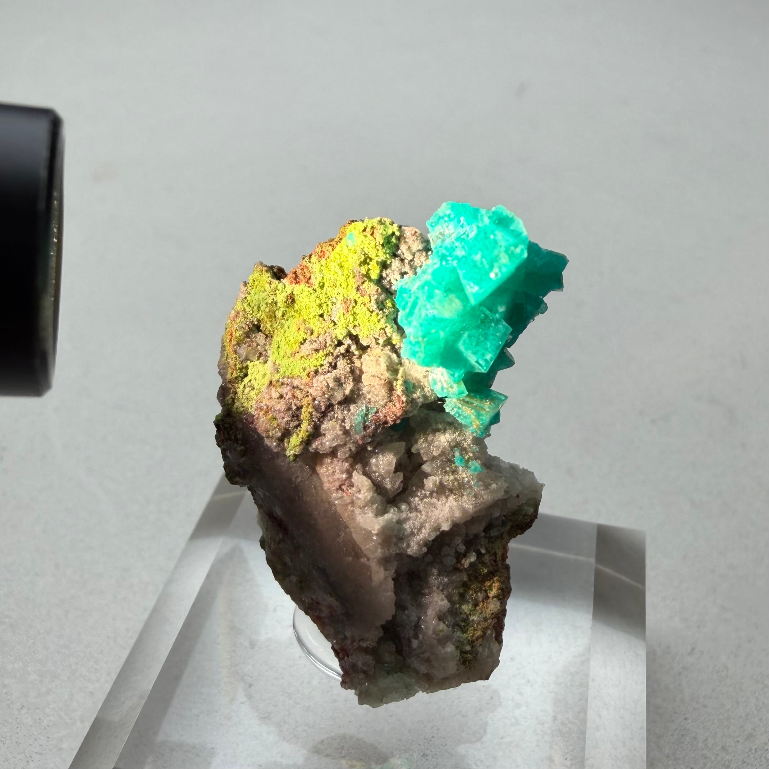 ダイオプテーズ / ダフタイト / カルサイト【Dioptase in Calcite with