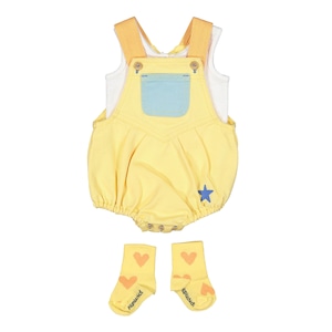 piupiuchick / baby romper w/ multicolour straps & pocket