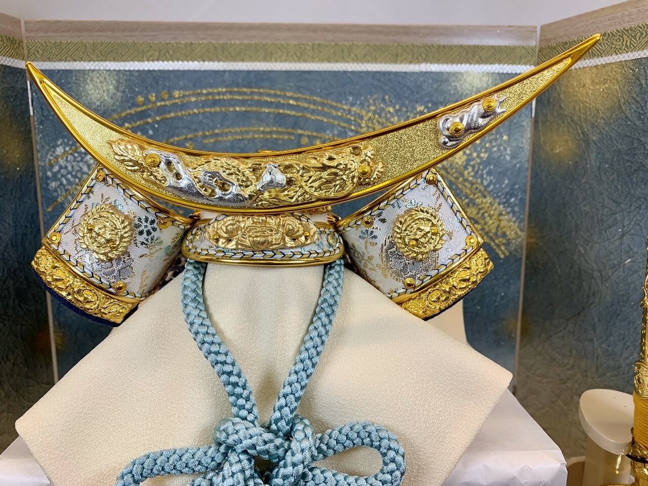 7号 伊達政宗公兜セット 櫃付 F701 屏風 飾台 弓太刀付 戦国武将 五月