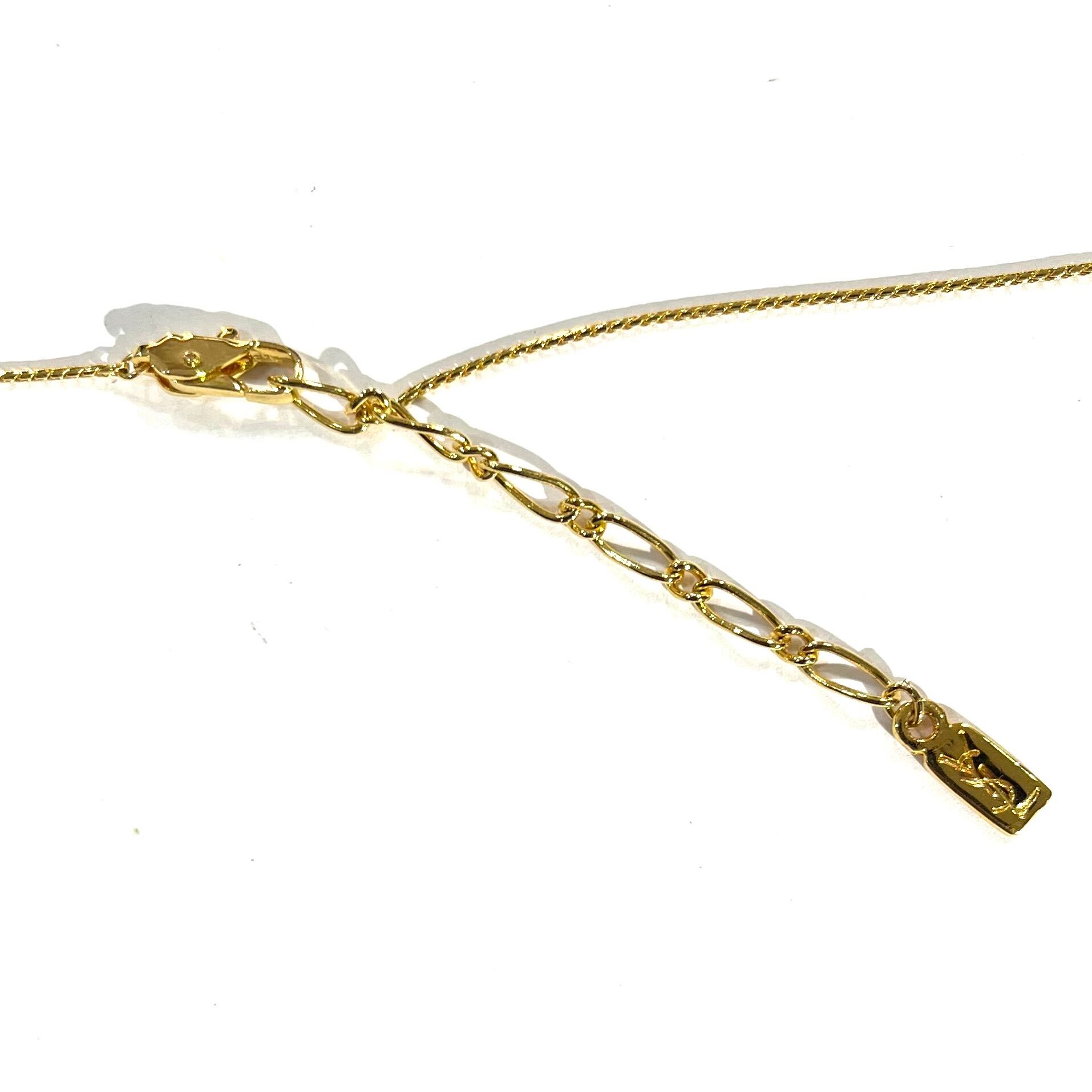 YVES SAINT LAURENT】3010 YSL ロゴ ブルーペンダントネックレス