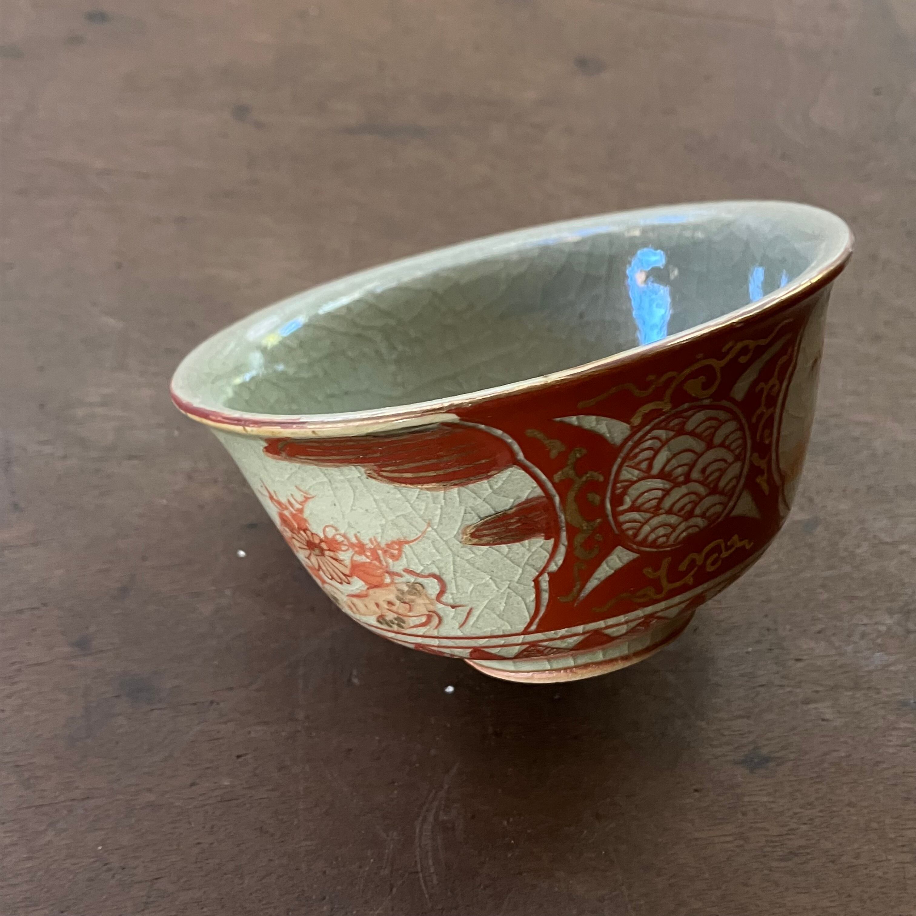 九谷赤絵土焼き/湯呑五客 明治初期 | 夏ノ庭 アトリエギャラリー・書架