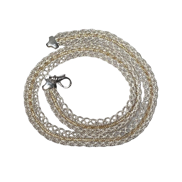 vintage combi color silver benetian chain × knot necklace