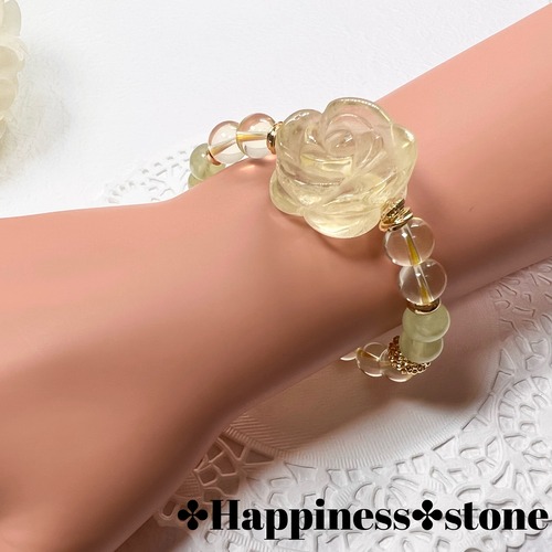 【レモンクォーツ薔薇ブレスレット❁¨̮】♥送料無料♥天然石 パワーストーン