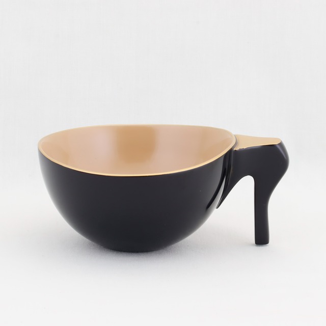 1140-A  輪島塗　珈琲カップ／黒塗／金縁／スプーン付