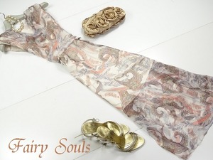 ★中国シルク100％☆13号☆飾り総柄透け感ワンピース(OPN6843)