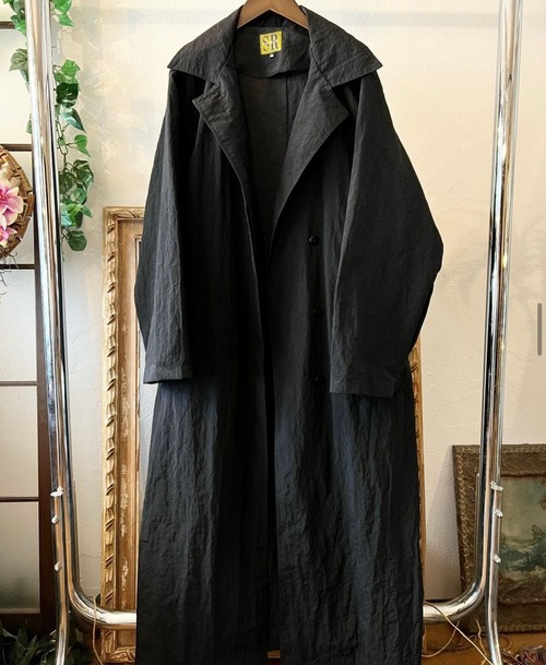 "SHEDRAIN" black color over size nylon coat 【XL】