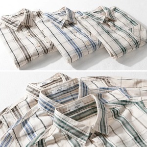 【M-3XL】Modern Check Short Sleeve Shirt / モダン チェック 半袖 シャツ