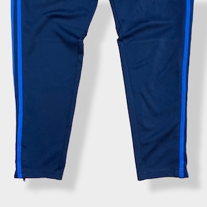 【adidas】トラックパンツ TRACK PANTS サッカー フットサル ジャージパンツ ジャージ下 裾チャック パフォーマンスロゴ プリント スリーストライプ CLIMACOOL アディダス ネイビー US古着