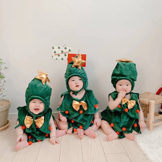 【BABY】クリスマスツリーロンパース