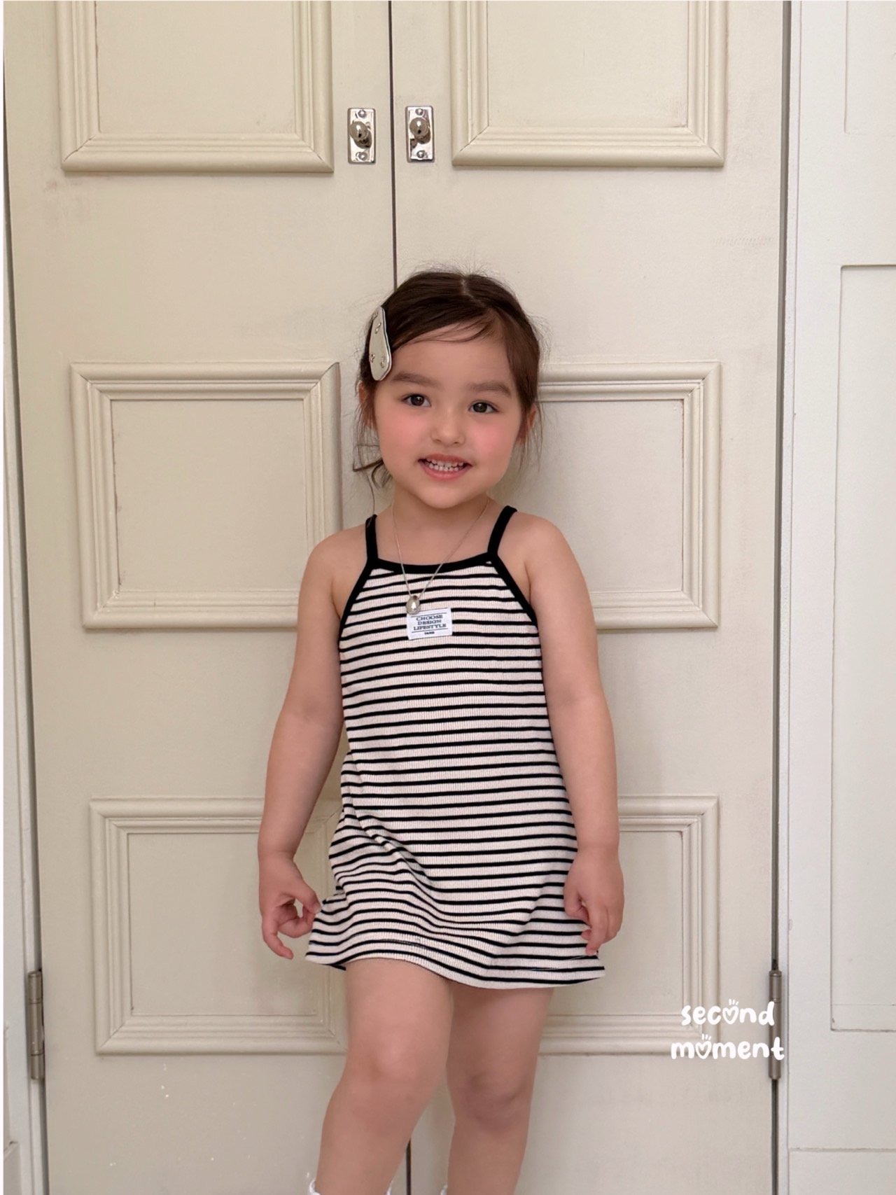 [second moment] Label Stripe Dress (JS/JM/JL) / [세컨드모먼트] 라벨단가라원피스 (JS/JM/JL)