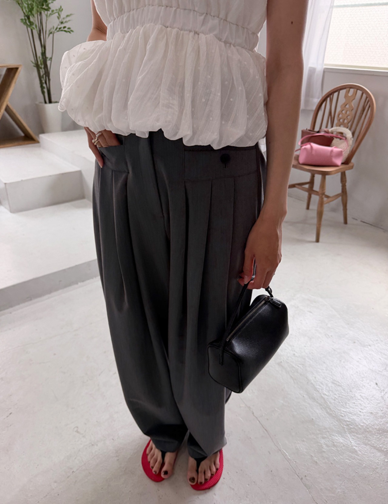 【新作5％OFF・3日間】Pocket Pin-tuck Slacks_2colors