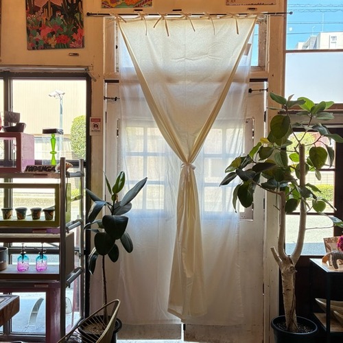 TOPANGA Homefurnishing India Cotton Voil&Sheeting double curtain　インド　コットンボイル＆シーチングダブルカーテン　110×240cm　ホワイト　白　綿　ナチュラル　間仕切り　掃き出し窓　レースカーテン　ドレープカーテン　2重　中厚　カーテンポール　暖簾