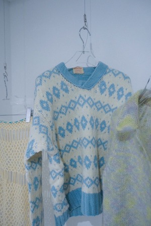 light blue hand knit
