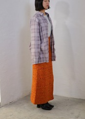 AMBERGLEAM - Hand Crochet Skirt :black|手編みクロシェ/可変スリット/裏地付き/綿100%