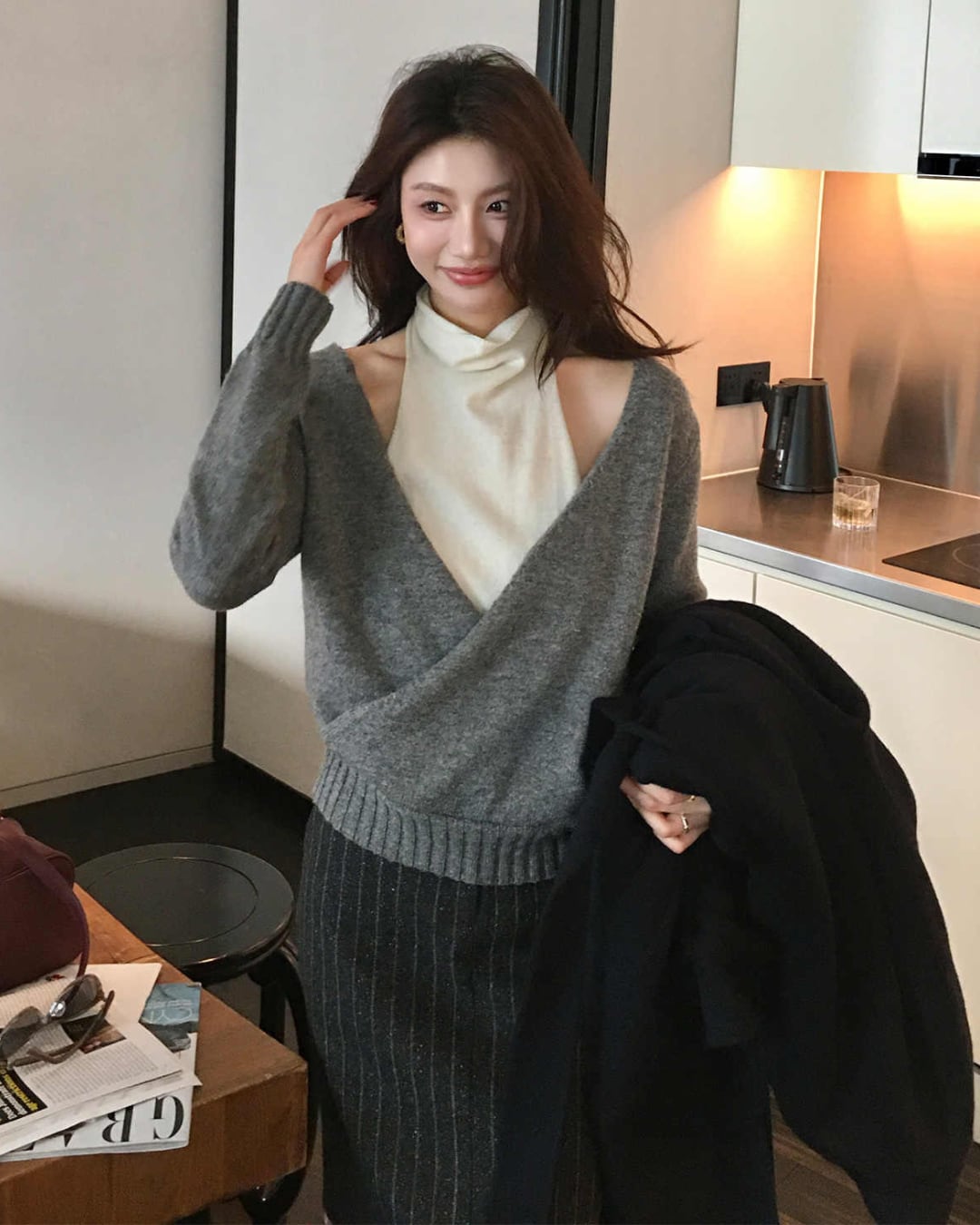 クロスニットトップス A25385