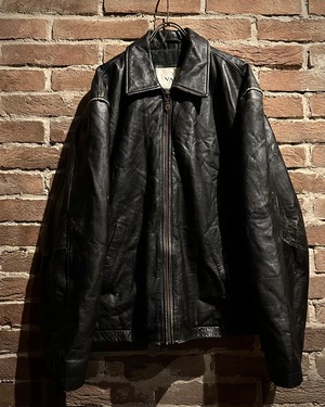 【Caka act3】90's Euro Vintage Loose Zip Up Leather Jacket