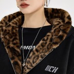 Women's Padded Coat with Leopard-Print Fur(ME498)
