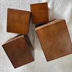 木製キャニスター４個セット　角柱型入子可能　手描き花ブーケステンシル　FARINE/SUCRE/CAFE/SEL小麦/砂糖/コーヒー/塩　 12otdz50