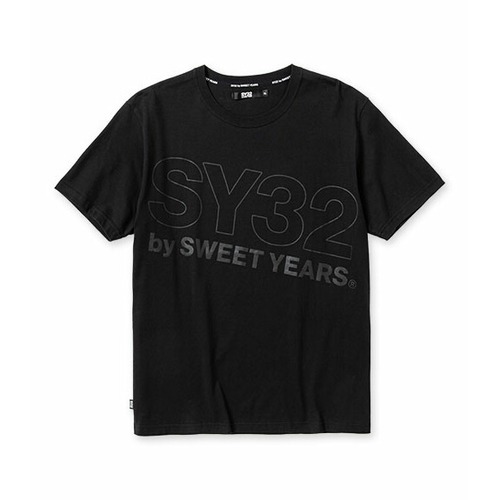 SY32 by SWEET YEARS エスワイサーティトゥ Tシャツ 半袖 クルーネック メンズ SLASH BIG LOGO TEE 13033J BLACK×BLACK