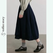 丸みのあるシルエットが可愛い♡プリーツランタンデニムスカート P0105