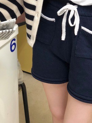 miel knit short pants (beige/navy/white)