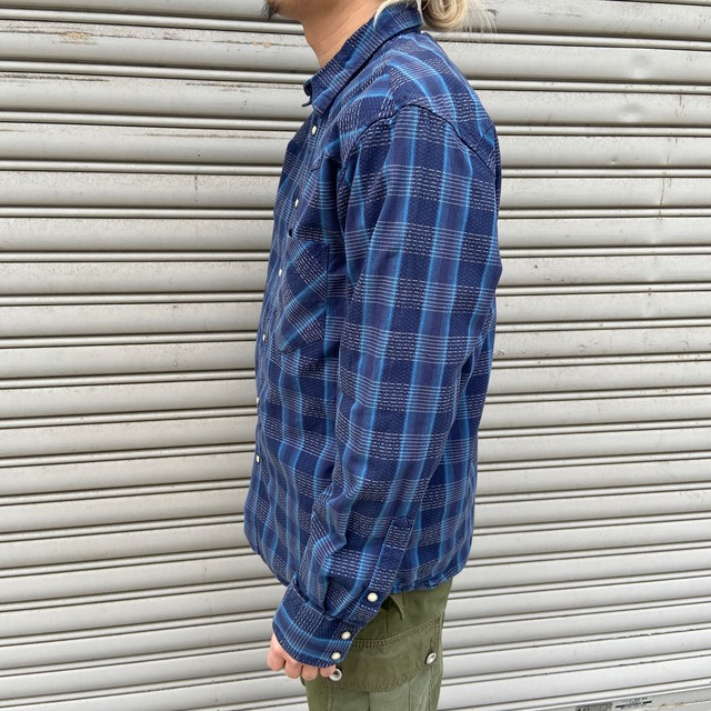 patagonia チェック柄シャツ オーガニックコットン 青 M 00s