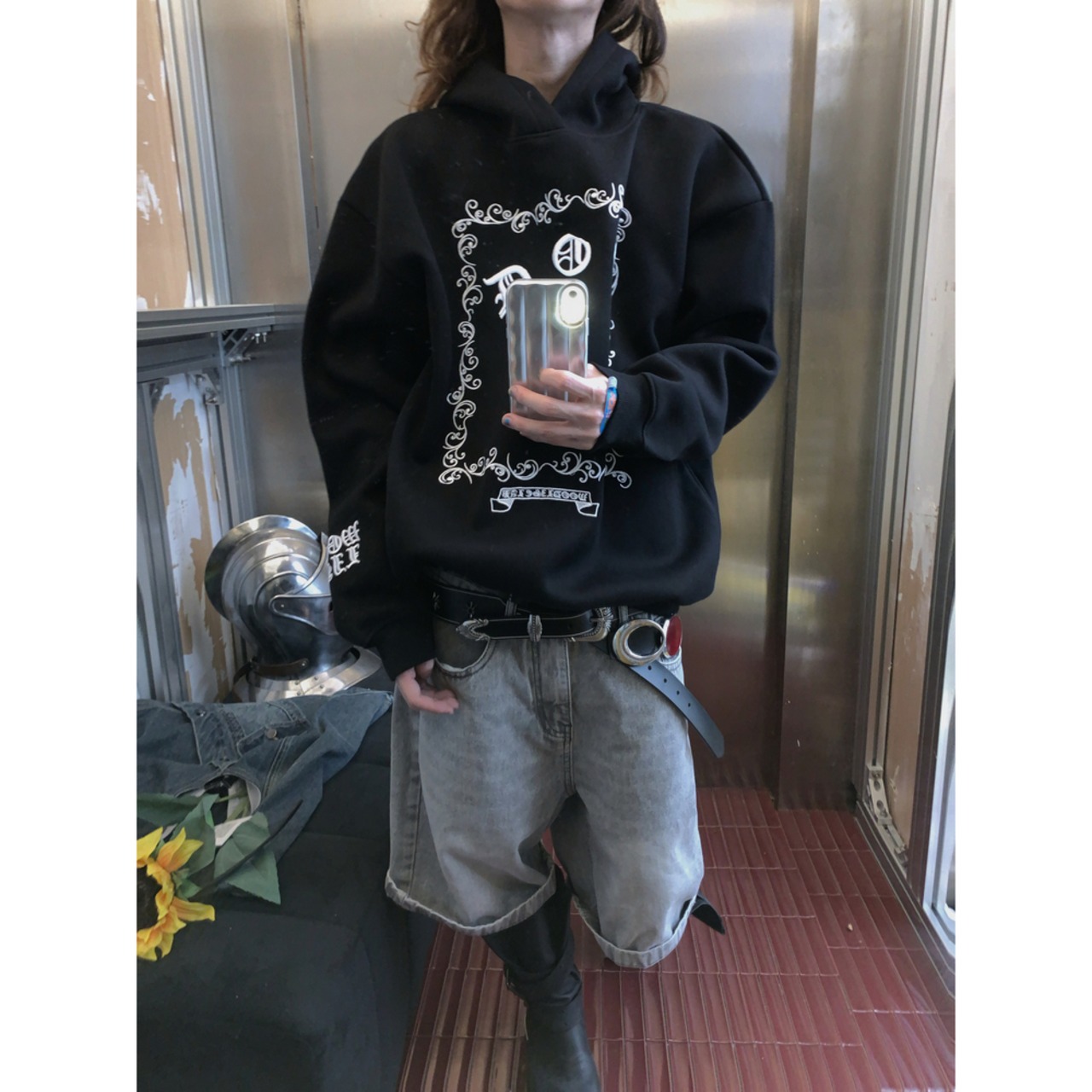 ストリート 刺繍 パーカー T1976